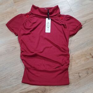 🔹️NWT Chances R Maroon Ruched Turtleneck Sweater Small